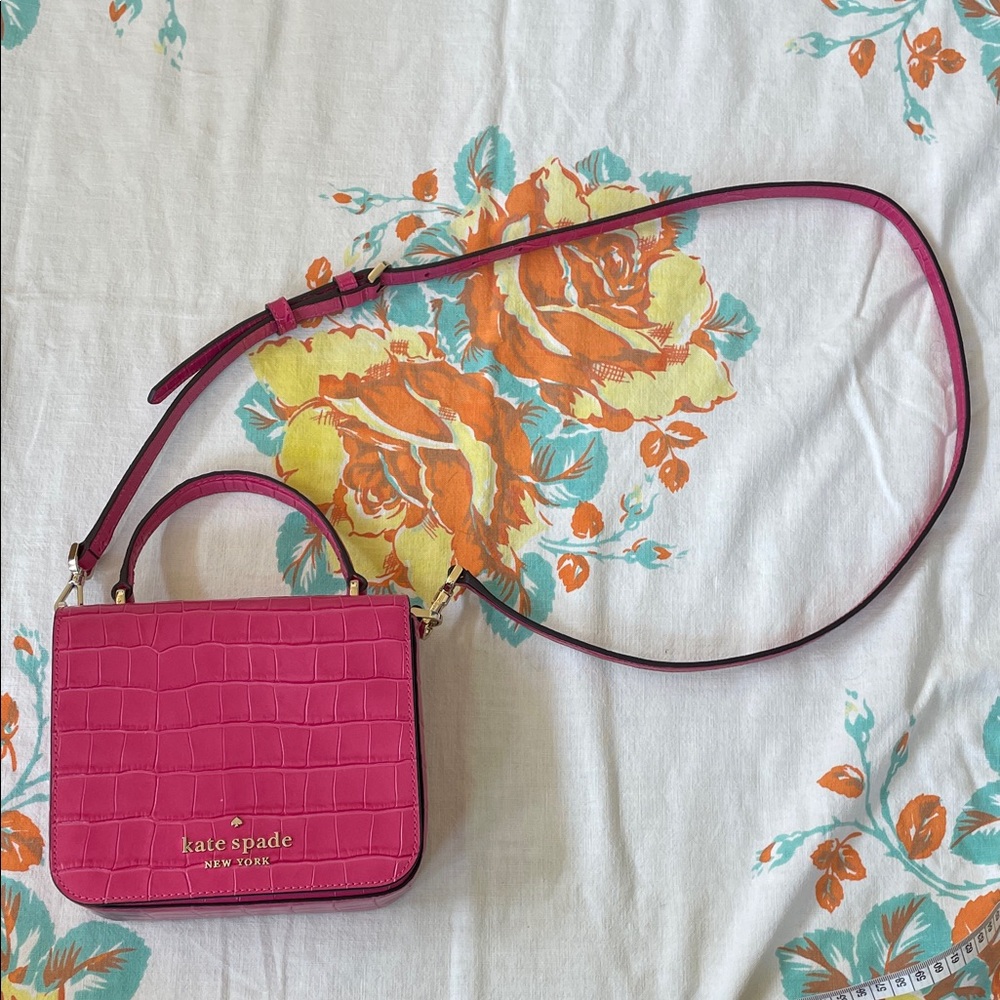 Kate Spade Fuchsia Croc-Embossed Mini Bag